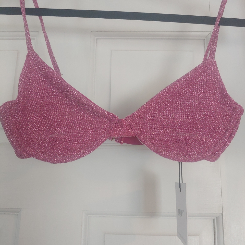 Beach Riot Pink Shimmery Two-Piece Bikini Set - Picture 4 of 9